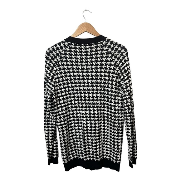 Zoey + Oliver Houndstooth Cardigan Sweater Size 4 (Large/XL) Black White - Picture 2 of 5